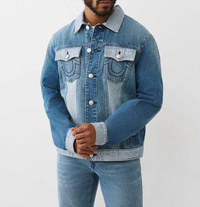 Vente en gros de streetwear manteaux en jean vintage de créateur personnalisés veste universitaire en denim de travail oversize brodée pour l'hiver - Product Image 4