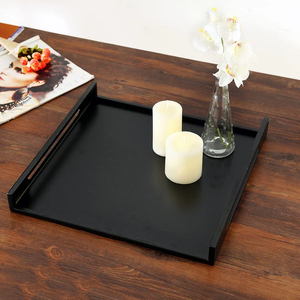 Bandeja DE SERVICIO DE Metal de hierro negro mate estilo de diseño minimalista decoración de Navidad patrón de naturaleza muerta para uso en cocina bandeja de té - Product Image 4