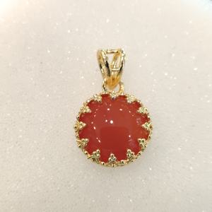 Natural <b>Carnelian</b> Pendant in Gold Plated Brass Cabochon Gemstone Jewelry Bezel Setting Stylish for Wedding Anniversary Party - Product Image 1
