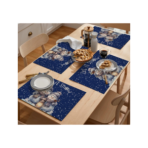 Mantel Individual de Algodón con Estampado Floral, Flores Azules, Rosas y Rojas, Certificado GOTS, 200 GSM, Bordado Clásico, Lavable, para Uso Doméstico - Product Image 4