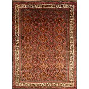 Alfombra Kiaan de Lana 9x12, Roja y Naranja, Tejida a Mano con Patrón Geométrico, para Decoración de Sala de Estar, para Adolescentes -SATK-116 - Product Image 1