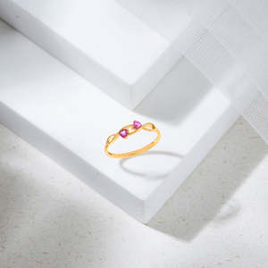 แหวนค็อกเทลประดับเพชรซิร์คอนทรงเจ้าหญิงสีบานเย็นทองคำขาว 14k - Product Image 1