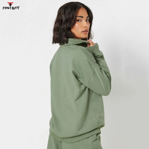 Ras du cou hiver conception personnalisée col roulé fermeture éclair sweats courts pour femme conception populaire sweat pour les femmes - Product Image 3