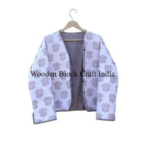 Chaqueta Acolchada de Algodón Indio Hecha a Mano, Estilo Vintage, Reversible, con Estampado Kantha, Elegante, para Mujer, Ropa Ecológica de Invierno - Product Image 1