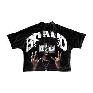 Camiseta estampada DTG de gran tamaño recortada con lavado ácido para hombre, ropa de calle de algodón 100% con camisetas de manga corta para hombre - Product Image 1