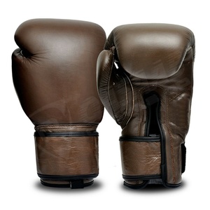 Guantes de boxeo de cuero de alta calidad, color marrón, vintage - Product Image 1