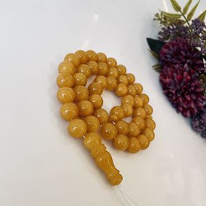 Misbaha de Ámbar, 45 Cuentas Redondas de Ámbar Natural Color Caramelo - Product Image 1