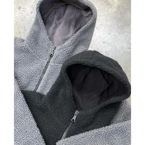 Sudaderas CON CAPUCHA DE Sherpa de lana suave y cálida para invierno con logotipo personalizado para hombre, jerséis gruesos lisos en blanco con media cremallera, patrón sólido de otoño con capucha - Product Image 3