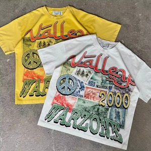 T-shirt Homme Col Rond 2025 Personnalisé avec Strass, Effet Délavé Vintage, Sérigraphie, 100% Coton Tricoté, Coupe Ample - Product Image 4