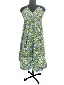 Vestido Casual de Verano para Mujer, Estilo Boho Chic, Estampado de Hojas Verdes, Algodón, Estampado HD, Estilo Indio Occidental, Largo hasta el Suelo, Silueta Holgada - Product Image 6