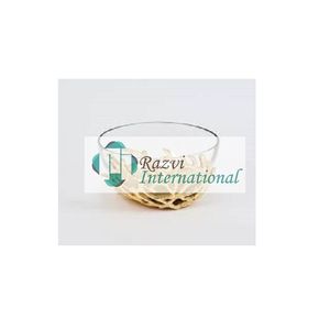 Base texturizada de mosaico dorado con cuenco de vidrio Hermoso cuenco de aperitivos y dulces de metal antiguo de latón Decoración de mesa clásica - Product Image 2