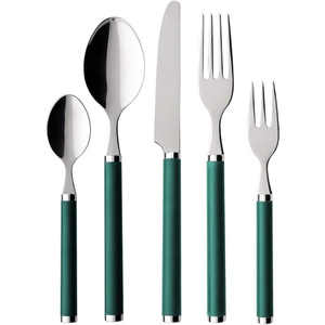 สั่งทําพิเศษในอินเดียคุณภาพสูง Flatware โลหะราคาต่ําขายส่งชุดช้อนส้อมมือจับสีเขียวชุบเงินสําหรับใช้ในครัว - Product Image 1