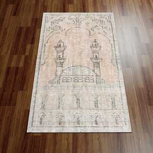 พรมลายวินเทจ, พรมสีเบจ, พรมสีน้ำตาล, พรมมุสลิม, พรมของขวัญรอมฎอน, พรมเนื้อนุ่มแบบไม่ทอ - Product Image 2