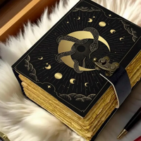 Journal en cuir de serpent noir imprimé 400 pages, Grimoire de sorcellerie phases lunaires, Livre de sorts fait main, Papier à bords festonnés, Couverture rigide