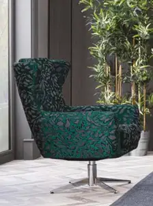 リビングルームでリラックスするための花の美しい緑の椅子Neul