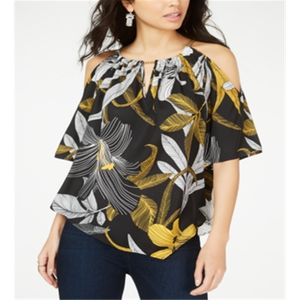 Top da Donna Thalia Sodi con Spalle Scoperte, Ricamo e Stampa Leopardata in Chiffon di Seta, Formale per Ufficio, Taglia XL, Primavera/Estate - Product Image 1