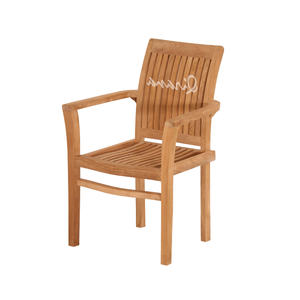 Chaise de salle à manger à bras en teck Jepara Design moderne et élégant pour les espaces extérieurs et intérieurs, empilable et durable - Product Image 3