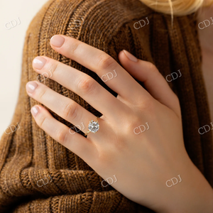 Solitaire Moissanite bague de fiançailles 14K or jaune massif GRA certifié bague en diamant cluster diamant nouveauté femmes bijoux - Product Image 6