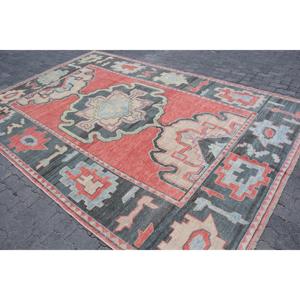 Rug, 7.6x11.5 ft Vintage Rug, <b>Red</b> Patchwork Rug <b>Wool</b> - Product Image 2