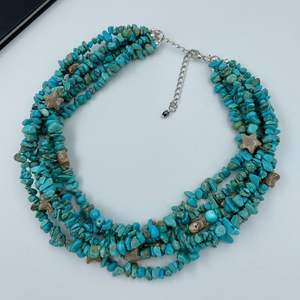 Collar gargantilla de cuentas de piedra turquesa azul natural multicapa para mujer - Product Image 6