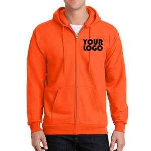 Vente en gros de nouveaux sweats zippés à la mode logo personnalisé sweat à capuche unisexe sérigraphié sweats à capuche de couleur unie sweats à capuche à fermeture éclair - Product Image 2