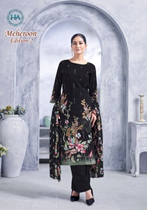 Elegant Pure Viscose Rayon Designer <strong>Unstitch</strong> salwar kameez Printed <strong>Fabric</strong> with Fancy Swarovski Work - Product Image 2