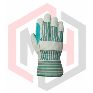 Guantes DE TRABAJO DE SEGURIDAD DE PALMA de cuero con espalda de algodón a rayas, transpirables, resistentes al desgarro, sin silicona, sin polvo, longitud personalizable - Product Image 2