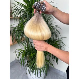 Extensions de cheveux naturels blond platine I-Tip Micro Link, trame simple, cheveux Remy vietnamiens, double trame aux pointes, avec bandes adhésives - Product Image 4