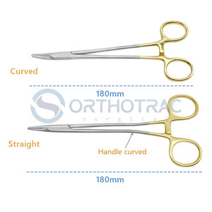 Portaagujas Manual de Alta Calidad de 180 mm, Mango de Acero Inoxidable Chapado en Oro, Instrumento Oftálmico Reutilizable - Product Image 3