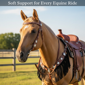 Équipement équestre en cuir occidental artisanal de qualité supérieure |   Ensemble de têtière et de plastron perlés |   Équipement d'équitation durable |   2026 - Product Image 2