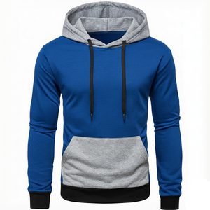 เสื้อฮู้ดผู้ชายแบบสวมหัว ดีไซน์สองสีตัดกัน พร้อมกระเป๋าจิงโจ้ - Product Image 4