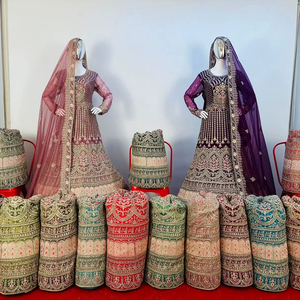 Robe de mariée en filet scintillant pour adultes Travail lourd de Zarkhand Dupatta Multi Work Disponible en 16 couleurs magnifiques Comprend un costume Salwar Kameez - Product Image 1