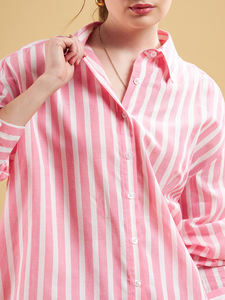 Camisa de rayas veraniegas de algodón hecha a medida con tapeta delantera y trasera adecuada para diseñadores y revendedores de ropa - Product Image 5