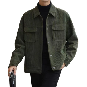 Chaqueta Bomber de pana de Color sólido para hombre de invierno de moda de negocios, forro de lana informal holgado transpirable - Product Image 3