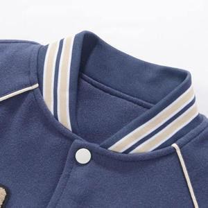 Meilleures ventes Vestes universitaires en toile pour homme Streetwear universitaire respirant à col montant Baseball Letterman patchs de broderie OEM - Product Image 3