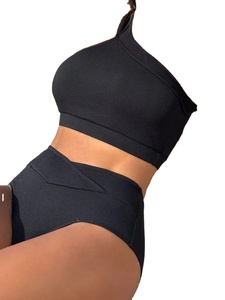 Vigocasey ชุดว่ายน้ำเซ็กซี่2025สีพื้นชุดบิกินี่ดันทรงเปิดไหล่ข้างเดียวชุดว่ายน้ำเปิดหลังเอวสูงชุดว่ายน้ำชายหาดฤดูร้อน - Product Image 5