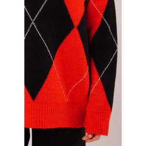 Pull tricoté rouge style preppy à motif baklava, vente en gros - Product Image 6