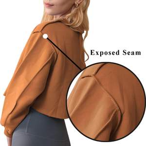 Nueva y elegante Sudadera corta personalizada para mujer, sudadera informal de manga larga fabricada profesionalmente, sudaderas cortas para mujer - Product Image 2