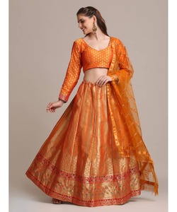 Prix de gros coton lourd feuille de soie impression Lehenga Choli beau vêtement ethnique Dupatta indien pakistanais tenue de réception - Product Image 4