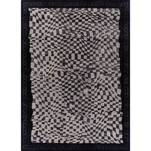 Linear Grey Black Geometric <b>Hand</b> <b>Tufted</b> Wool Viscose <b>Rugs</b> for Teenagers-for Home Living Room Hallway Rectangle Striped Carpet - Product Image 1
