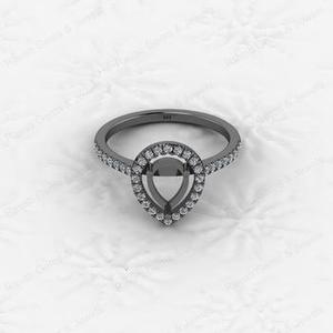 Best Quality 925 Silver 6x8mm Semi Mount <b>Blank</b> Setting <b>Ring</b> Ashes Resin Jewelry Findings for Wedding Jewelry Pear Gemstone - Product Image 3