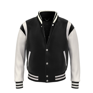 2025 personnalisé hommes à manches longues université veste lettre motif brodé Streetwear col montant bouffée impression hiver plaine teint - Product Image 3
