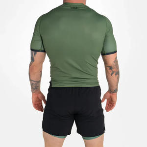Custom Bjj Rash Guards Poliéster/Spandex Tela Mayoristas de Hombres Rash Guards Con Etiqueta Privada Transpirable Hombres Rash Guards - Product Image 2