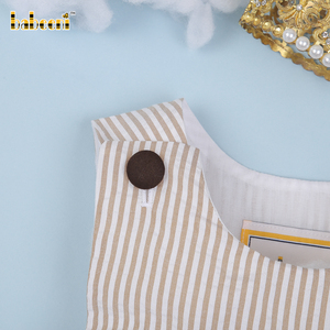 Peto corto sin mangas de algodón con estampado floral y tela seersucker para bebé niño con cierre de botones a presión - BB1677 (Certificado OEKO-TEX) - Product Image 5