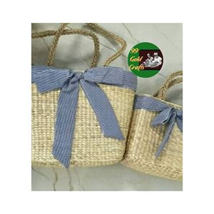 Sac de plage en paille tissé à la main au Vietnam, sac fourre-tout en herbe marine naturelle, vente en gros - Product Image 1