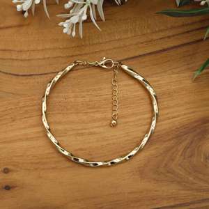 Golden Twisted <b>Bracelet</b> Minimalist Adjustable Jewelry, Elegant Everyday Gift Stackable Bangle - Product Image 4