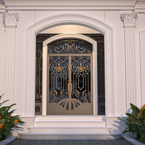 Portes en fer forgé KHP, double entrée, haute qualité, artisanat forgé à la main, élégante double entrée pour grandes villas et maisons de luxe. - Product Image 1