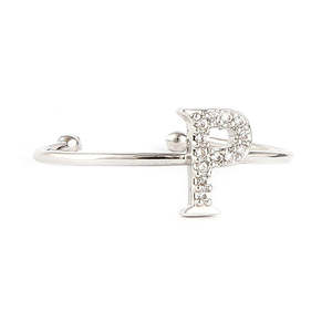Anillo de Dedo con Letras del Alfabeto para Mujer - Plata - Plateado - Product Image 1