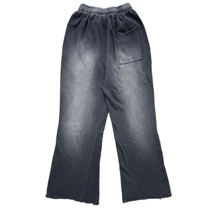 Pantalons de survêtement délavés à l'acide de haute qualité pour hommes Logo personnalisé 100% coton pantalon Hip Hop à jambes larges - Product Image 1