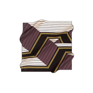Vintage Satin Scarf-100% Silk Square Chain Pattern Designer Printed Plain Style for Spring Summer Winter - Product Image 1